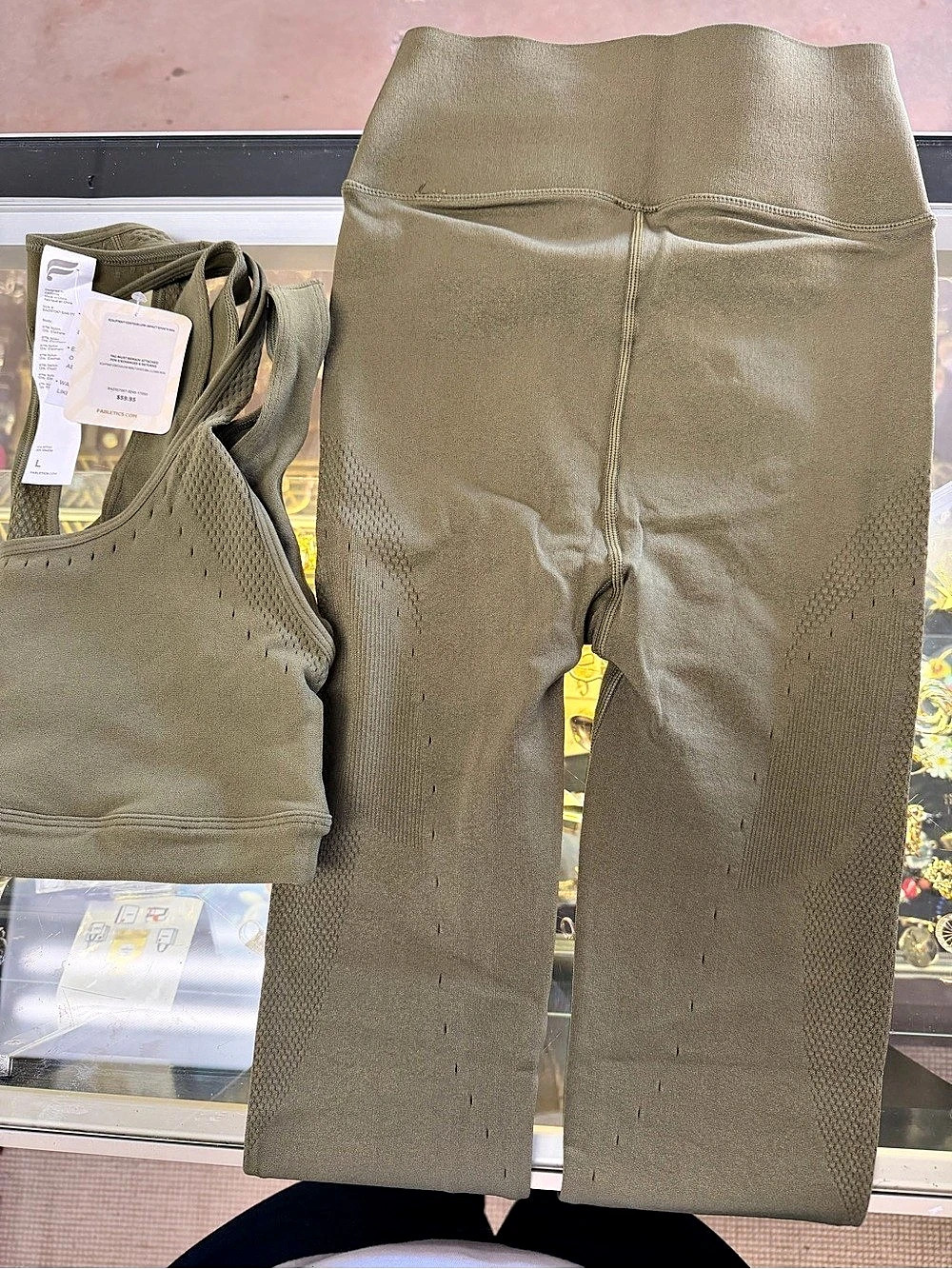 Fabletics Olive Green Activewear Set Size Large